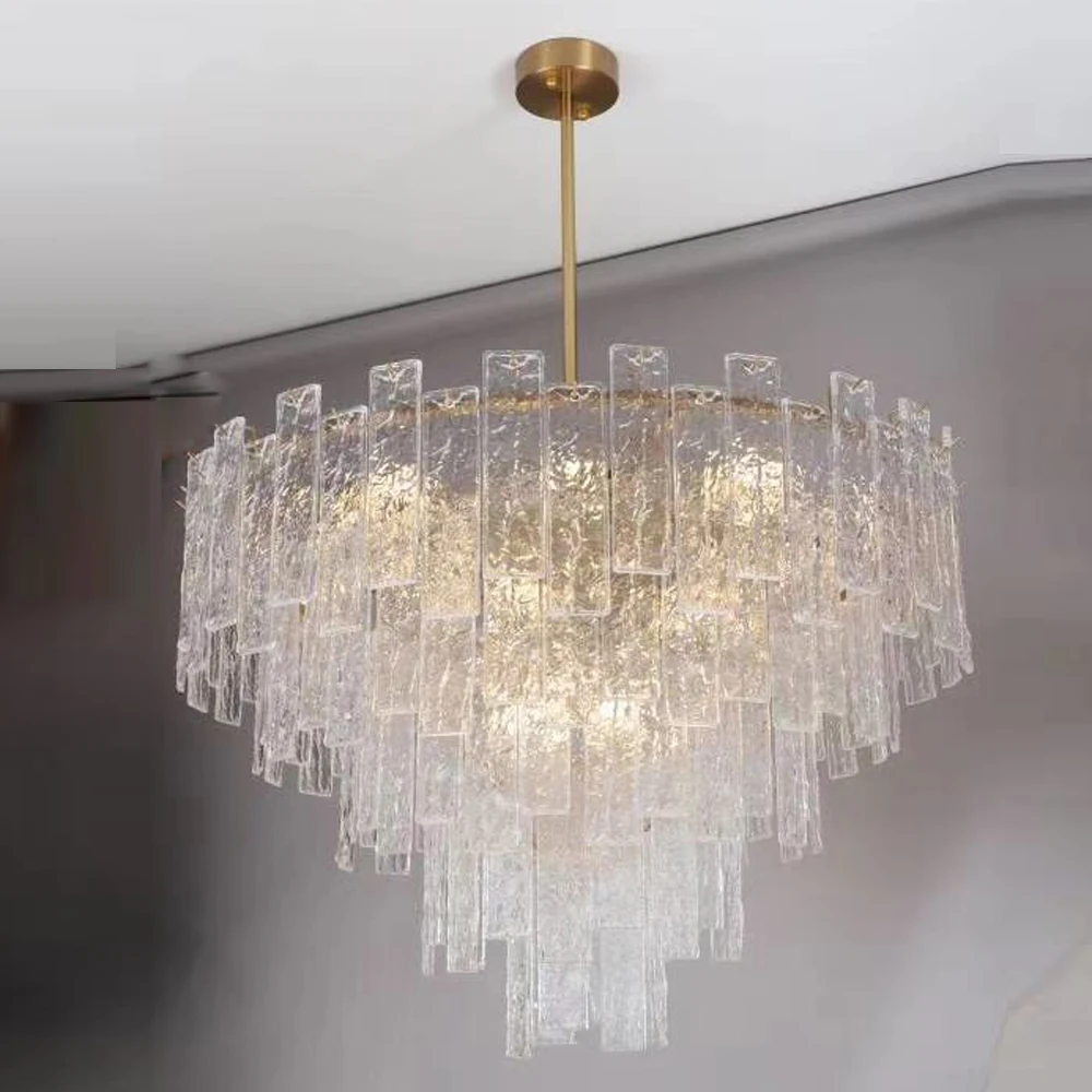 

Multi Layers Glass Chandelier Modern Living Lighting AC110V 220V Gold Dining Kroonluchter Bar Lights