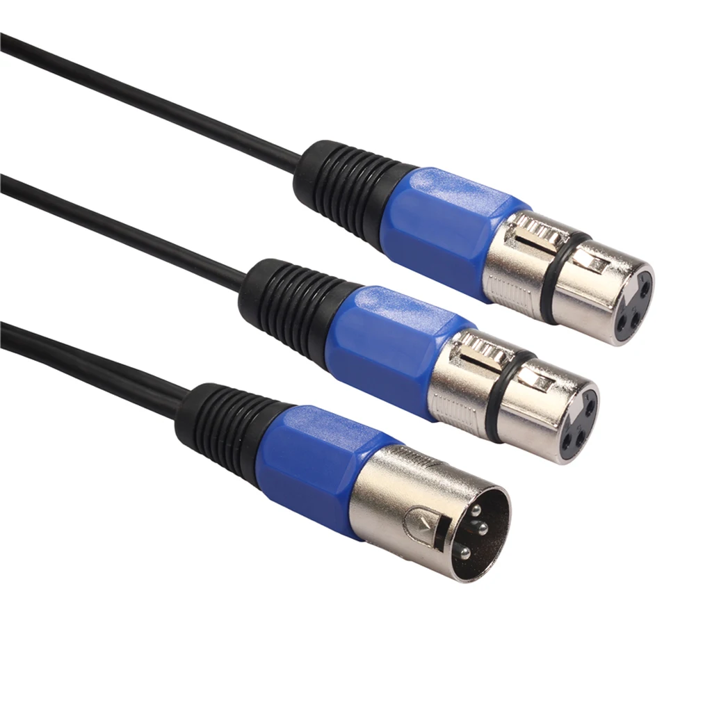 1pc 3pin XLR Male Jack To Dual 2 Femal Plug Y Splitter Cable Adaptor 1ft for Mixer Microphone Amplifier Stage Lamp Controller