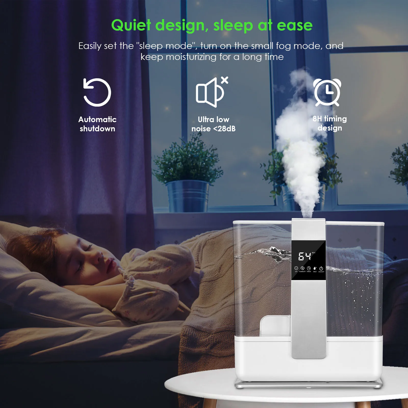Large Capacity Humidifier With Digital Display Function Silent