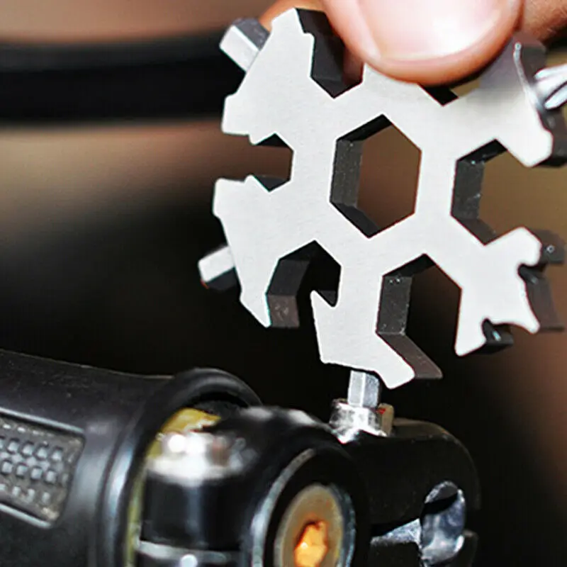 18 In 1 Multi Tool Stainless Steel Snowflake Shape EDC Flat Cross Screwdriver