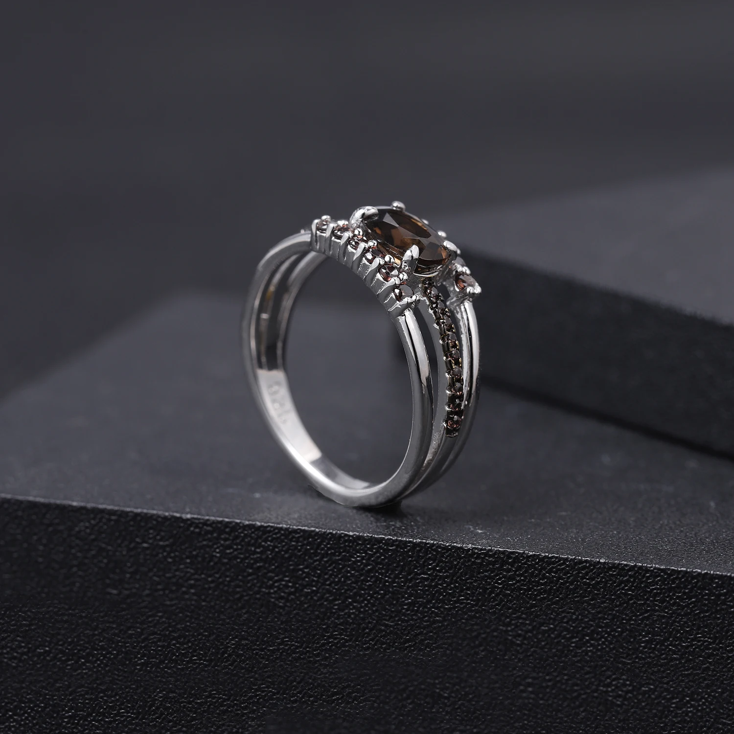 GEM'S BALLET, 0.75Ct, натуральный дымчатый кварц, драгоценный камень, кольца, 925 пробы, серебро, античный стиль, кольцо для женщин, хорошее ювелирное изделие