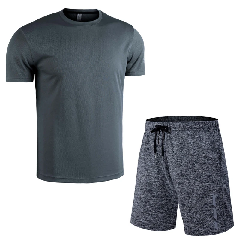 Grey Shorts-Grey Psvteide спортивные костюмы для мужчин, 2 шт., спортивная одежда для мужчин, спортивный комплект, спортивный костюм для мужчин, лайкра, мужские спортивные костюмы для бега - Цвет: Grey Shorts-Grey
