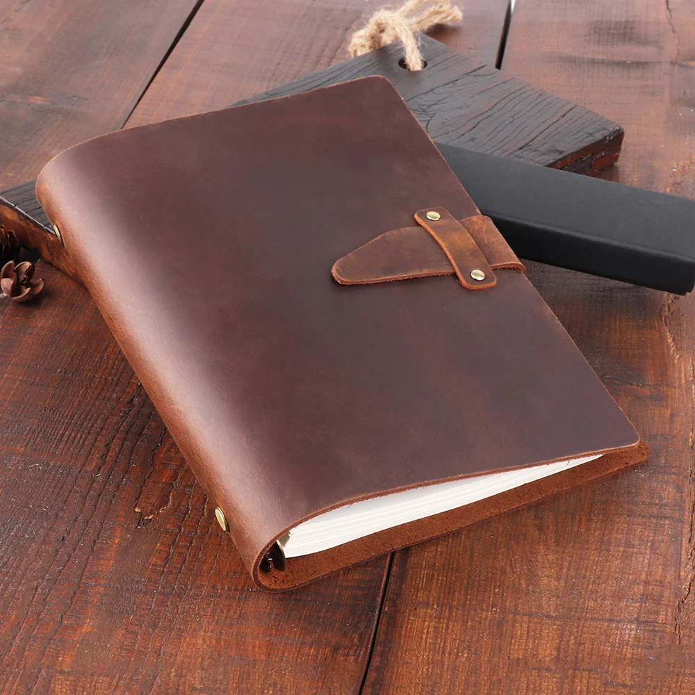 

Genuine Leather Dairy Notebook A5 Binder Planner Organizer Spiral 6 Rings Bullet Journal Vintage Note Book Business Handbook