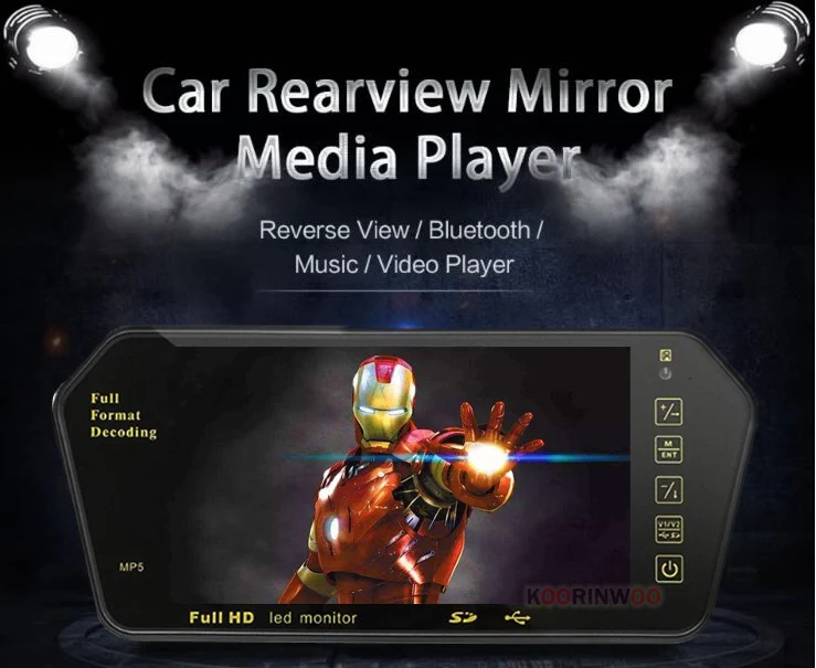 Koorinwoo для sony AHD Лицензия 7 дюймов bluetooth TFT lcd цветной зеркальный монитор Viedo MP5 плеер Пульт дистанционного управления Автомобильная камера заднего вида