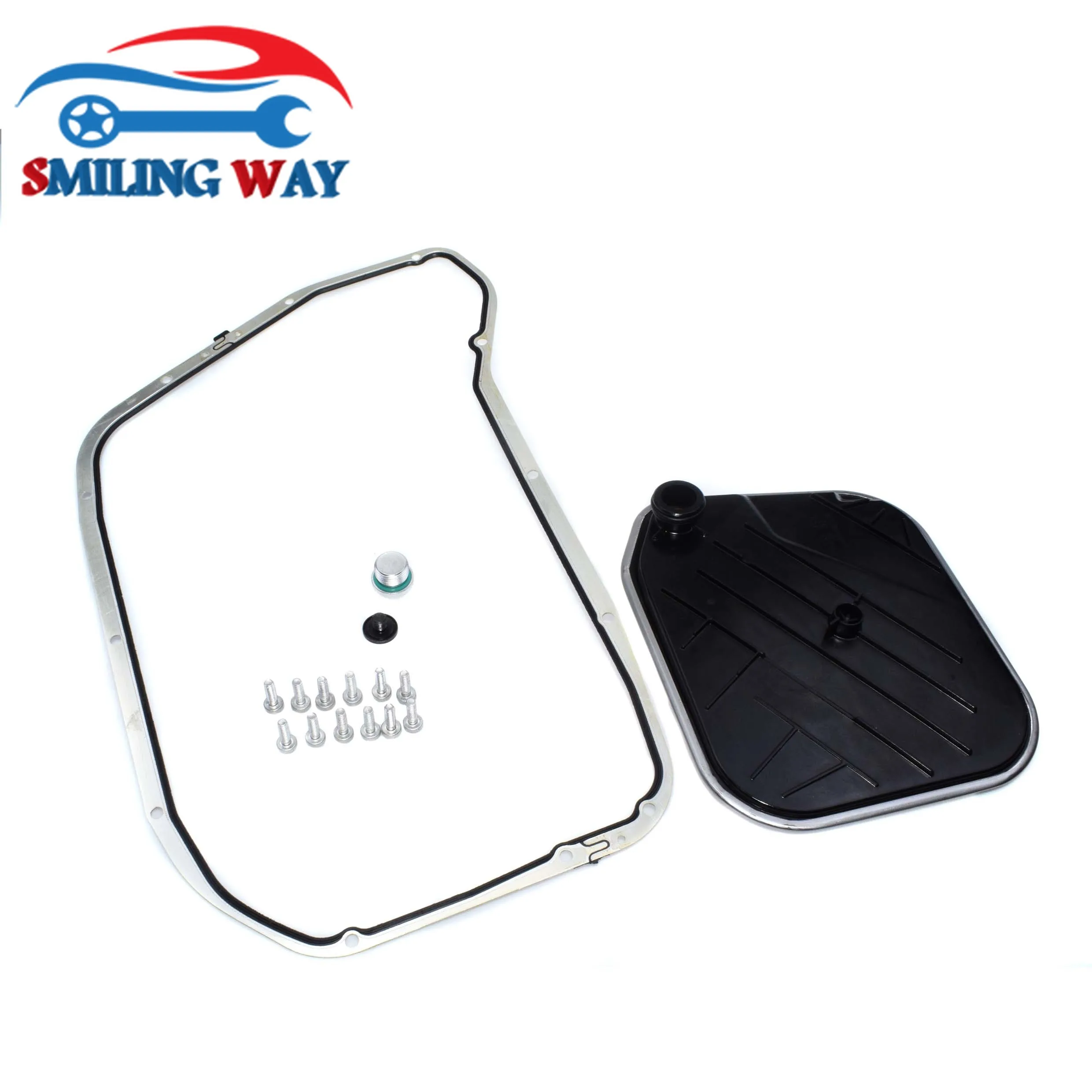 SMILING WAY# Automatic Transmission Oil Filter & Pan Gasket Kit For Audi A4 A5 A6 A7 A8 Q5 1001360006 0BK398009 0BK398009A