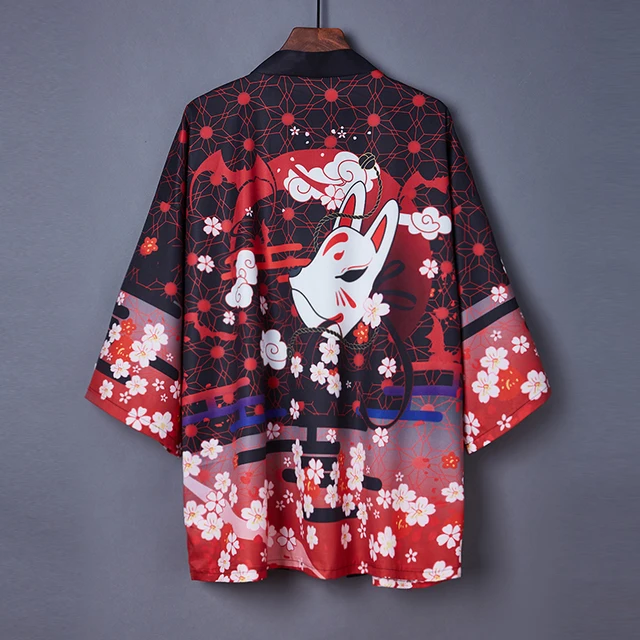 Bebovizi Japanese Style Cat Samurai Kimono Streetwear Men Women Cardigan Japan Harajuku Anime Robe Anime Clothes 2020 Summer 1010