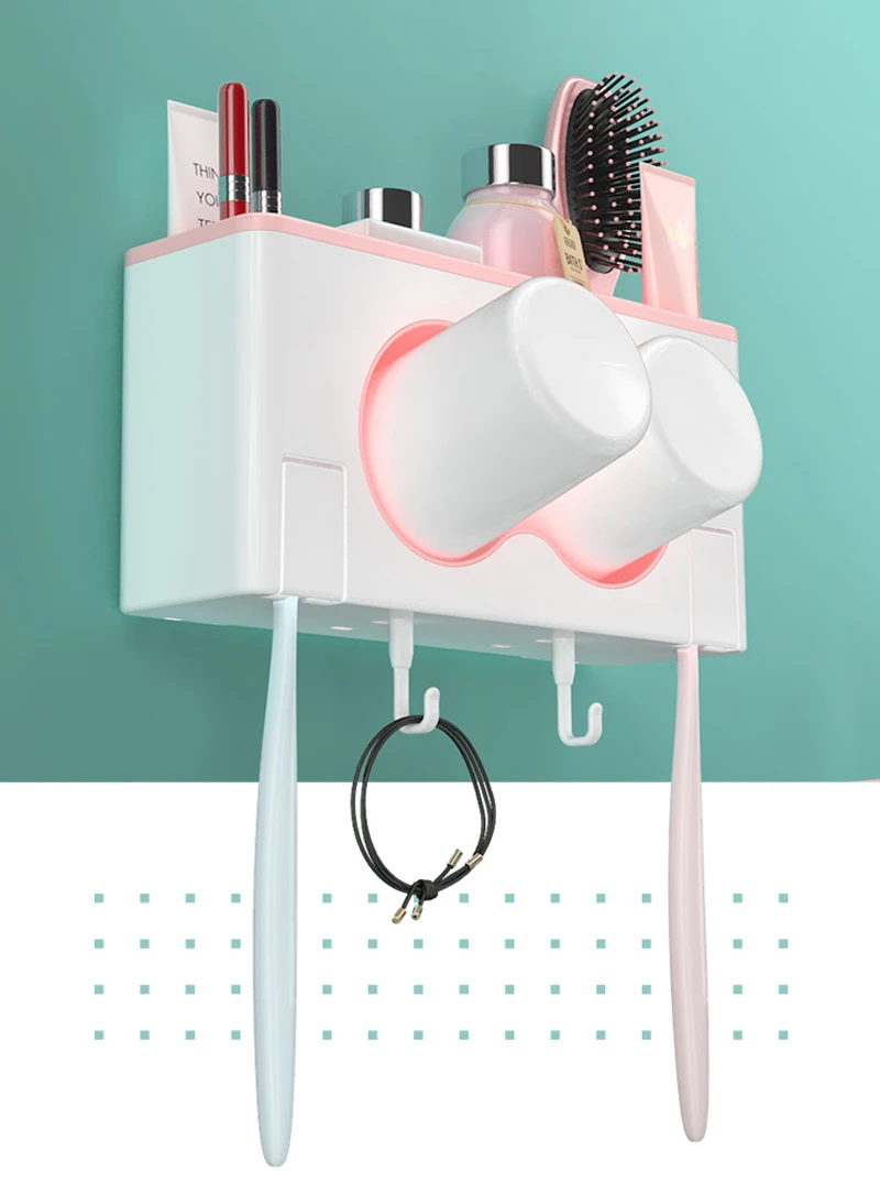 Аксессуары для ванной комнаты настенное крепление пара зубная щетка держатель набор автоматический дозатор для зубной пасты стойка для домашних запасов с чашками