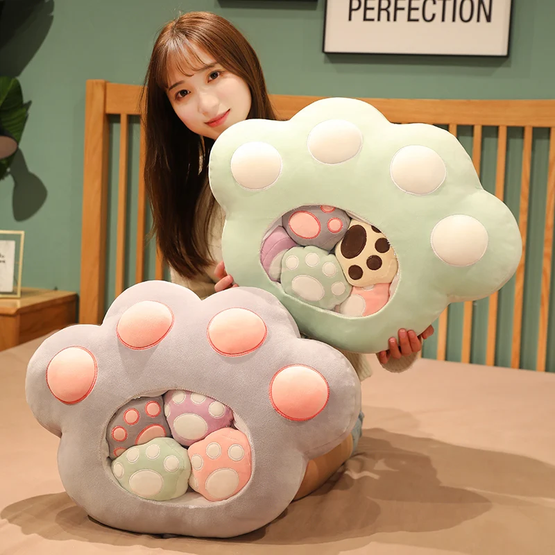 Cat Paw Plush Toys With 5 Small Paws Cute Pocket Pillow Sofa Cushion Stuffed Soft Cat Dolls Children Gift Just6F