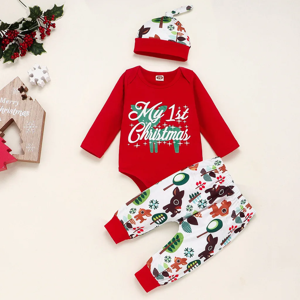 My first christmas/Одежда для новорожденных; Детский Рождественский комбинезон; брюки с оленем из мультфильма; Рождественская праздничная одежда; Новинка