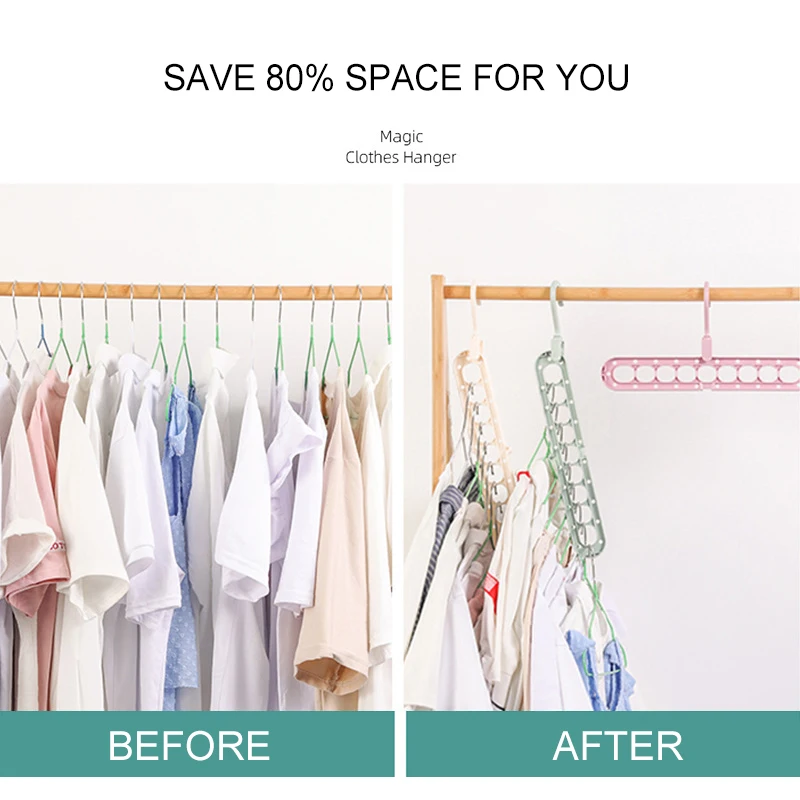 

1 pcs Magic Hangers 9-hole Space Saving Hangers 360 rotating magic hanger multi-function folding magic hanger wardrobe Hangers