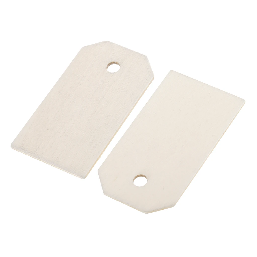 Pack of 50x Wood Gift Tags Blank Wooden Hanging Label For Wedding Party Craft White