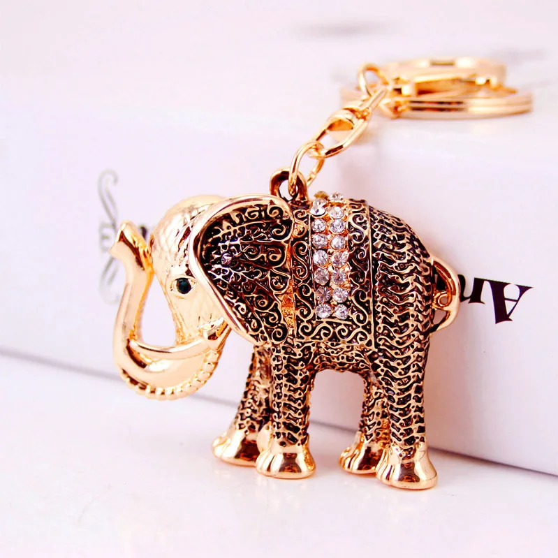 Rhinestone-Crystal Animal Elephant Keychain Novelty Trinket Car Keyring Charm Key Chain Ring Holder Souvenir Gifts | Украшения и