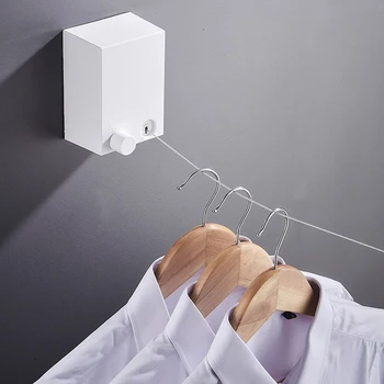 

4.2m Wall Hanging Invisible Clothesline Balcony Shrinkage Clothline Mounted Dryer Clotheslines Laundry Hangers Wall Drying Rack