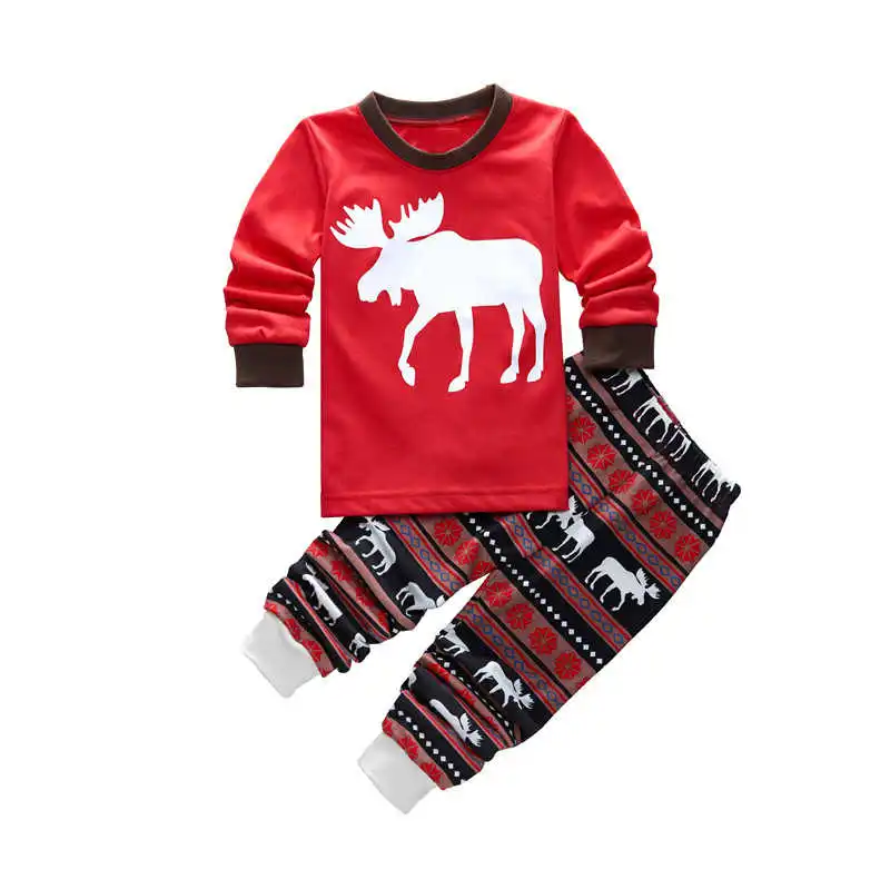 Комплект одежды для малышей, Рождественская одежда Санта Клаус, топ с рисунком оленя+ штаны, костюм для малышей, мальчиков и девочек год, детские костюмы, 2 шт - Цвет: Red