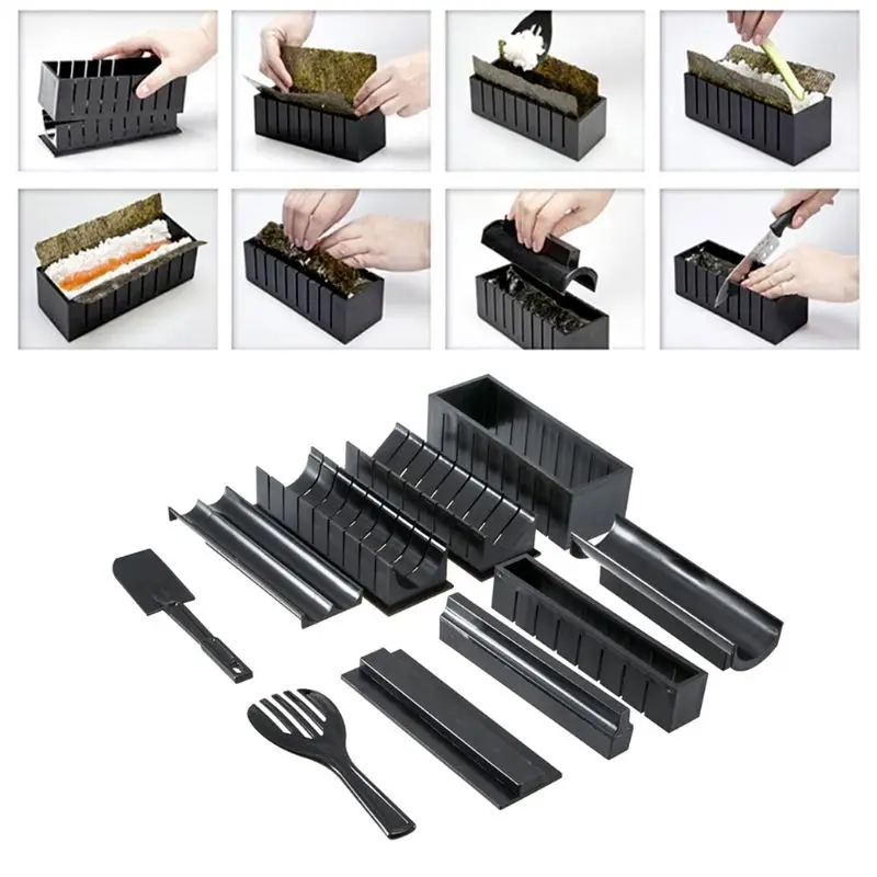 

Sushi Maker Kit 10pcs DIY Sushi Making Kit Roll Sushi Maker Rice Roll Mold Including Sashimi Knife for Kitchen DIY Easy To Use