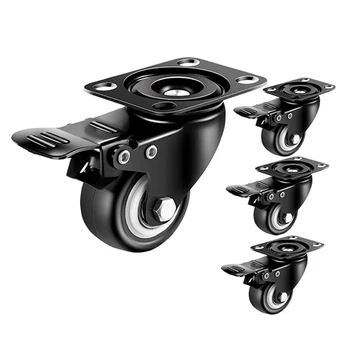 

2 Inch Casters Set Of 4 with Brake,PU Swivel Caster Noise-Free 360 Degree Swivel Heavy Duty Caster Wheels