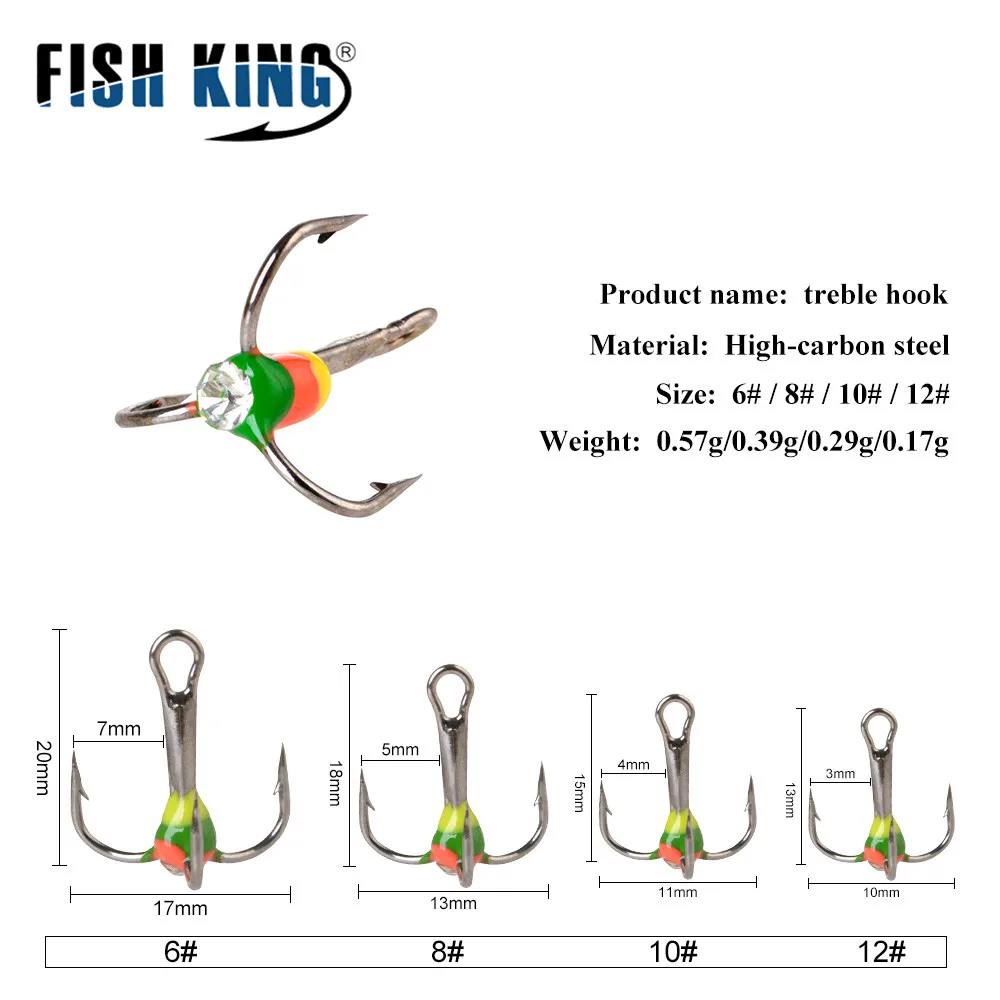 Рыбы король 5 шт./упак. 6#8#10#12# бронзовых морских рыболовных крючков для зимней рыбалки рыболовные крючки с высоким содержанием углерода Сталь тройной крючок снасти