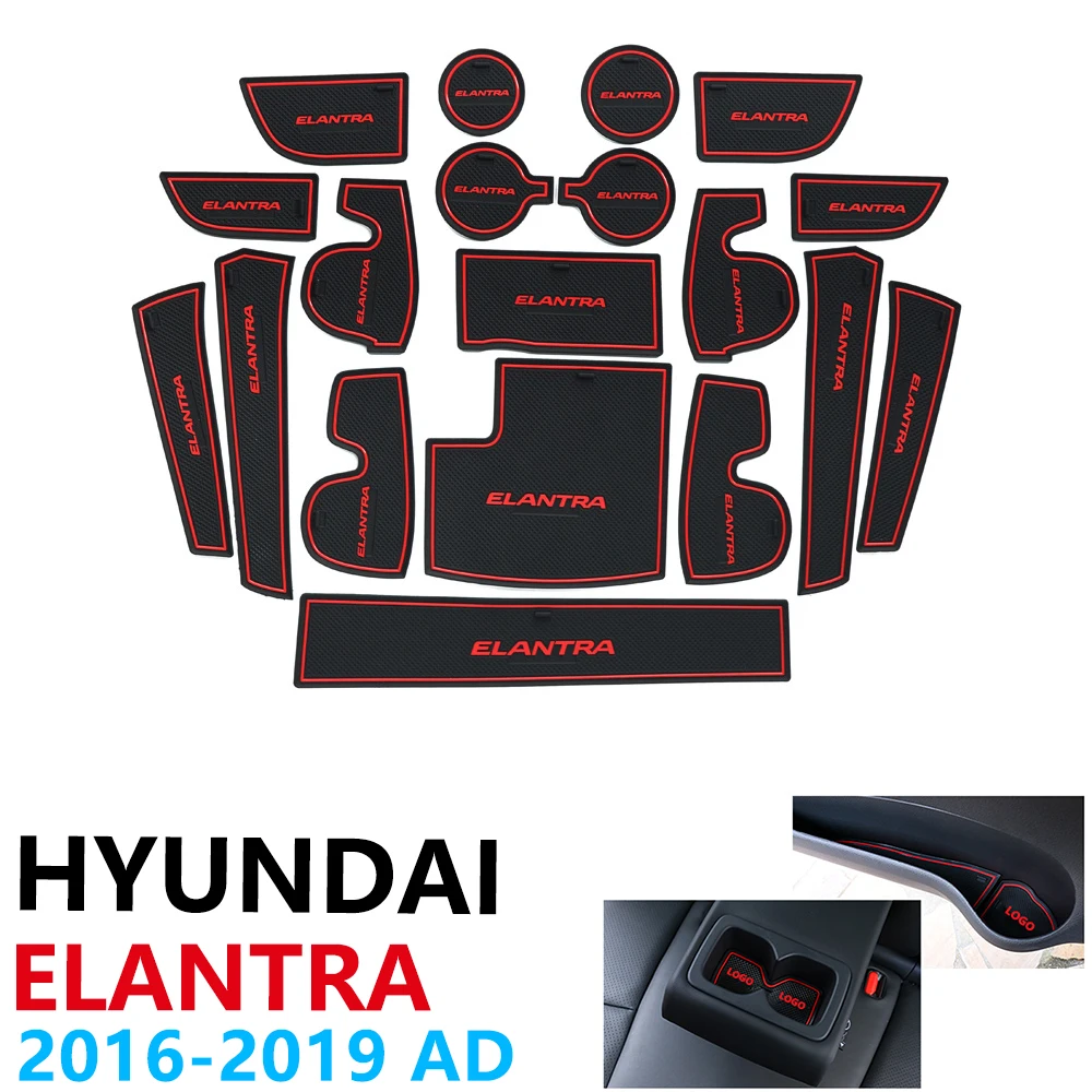 

Anti-Slip Rubber Cup Cushion Door Groove Mat for Hyundai Elantra AD Avante Super Sport 2016~2019 2018 Accessories mat for phone