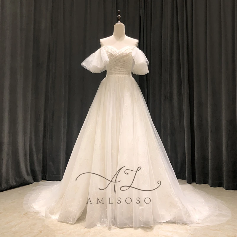 Long One Piece Dress Gown Tulle Floor Length Simple Bride Boho Chic Off Shoulder Wedding Dresses For Civil Party Amlsoso 9013 Wedding Dresses Aliexpress