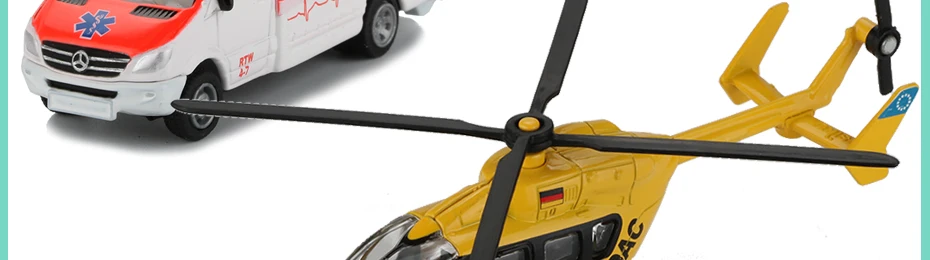 Siku 1: 87 скорая помощь игрушка скорая помощь модель вертолета Спасательная команда самолет обычный грузовик модели игрушки для детской коллекции