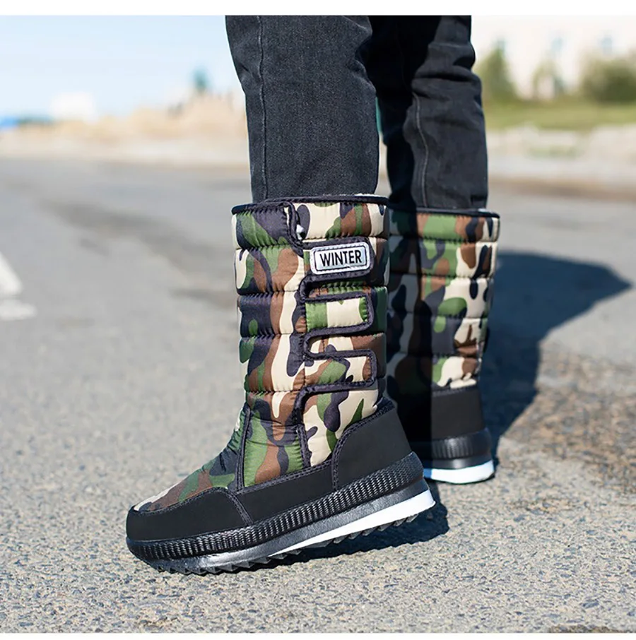 Men Snow Boots Winter Female Boots Thick Plush Waterproof Non-slip Thigh High Boots Large Size 47 Warm Fur Lovers Winter Shoes