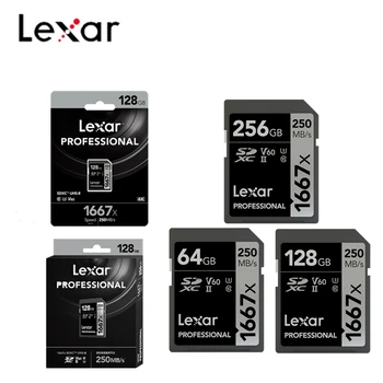 

Lexar 1667X SD Flash Card UHS-II U3 250MB/s 256GB 128GB 64GB SDXC V60 C10 Flash Memory Card For 3D 4K Digital Camera Professiona