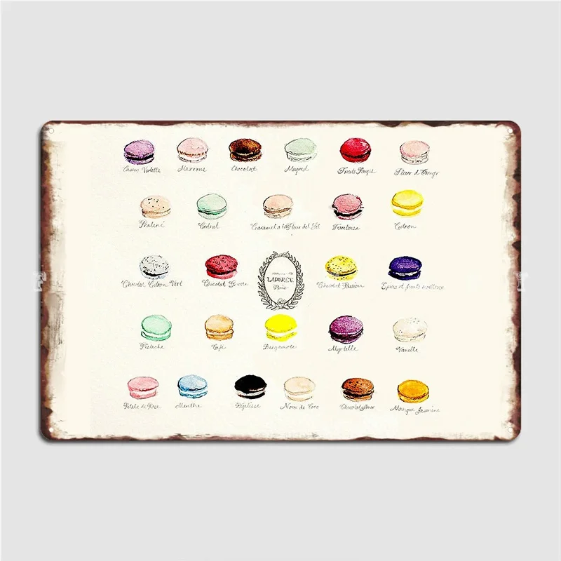 Laduree Macarons Flavor Menu Metal Sign Bar Cave Custom Pub Wall Decor Tin Posters | Дом и сад