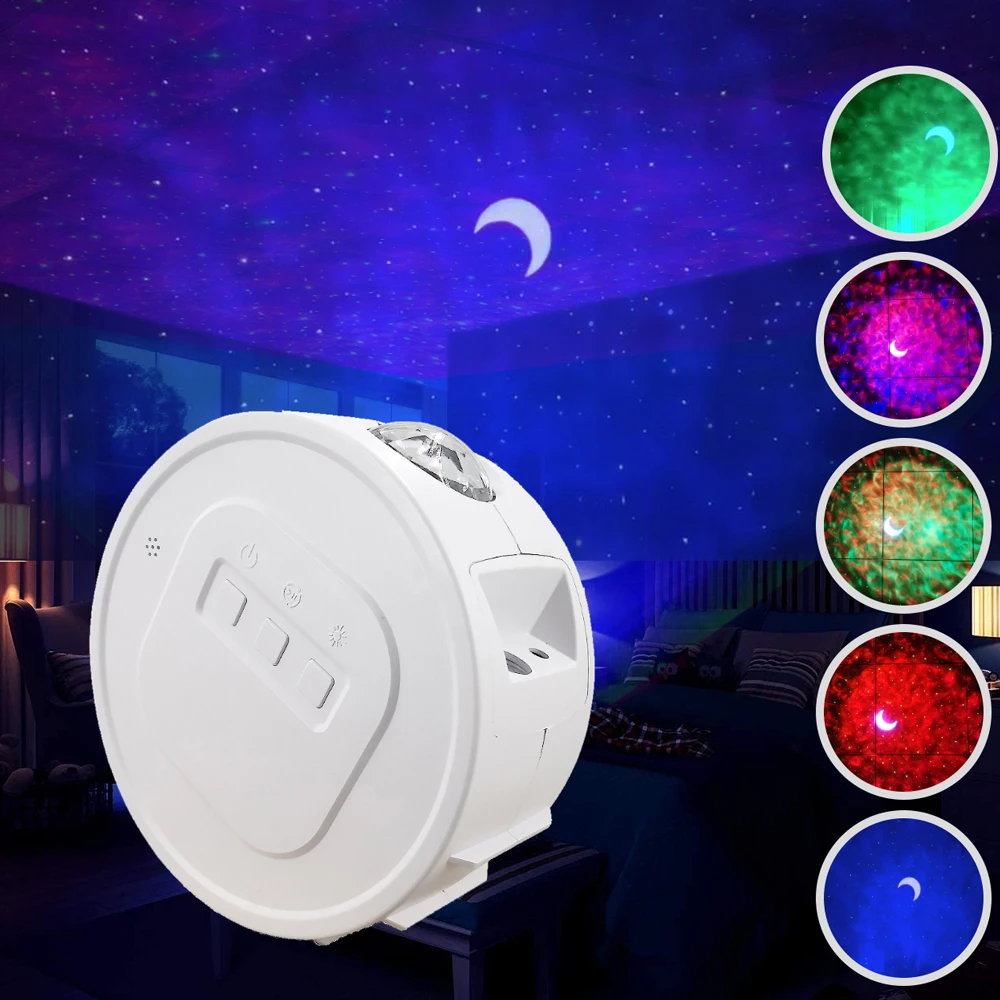 Starry Sky Projector Light LED Nebula Cloud Night Light 6Colors Ocean Waving Light Rotation Projection Lamp for Kids Gifts 10
