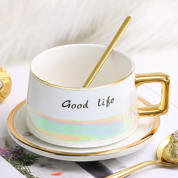 

Exquisite Golden Handle Ceramic Coffee Cup Fashion Beautiful Black Tea Cups