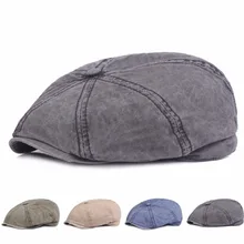 Классические Ретро береты западные мужские и женские хлопковые Восьмиугольные плоские кепки Gastby винтажные потертые джинсовые береты для мужчин и женщин