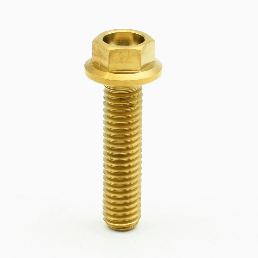 Titanium Bolts M6X25mm Flange Hollow Head Gold color   (18)