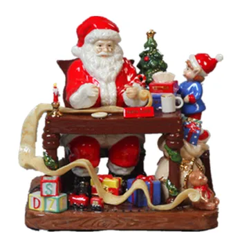 

Ceramics Santa Claus Gift List Office Scene Cartoon Sculpture Living Room TV Cabinet Decoration Fashion Christmas Gift X3474