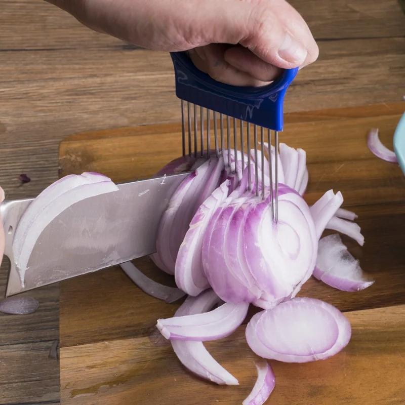 

2019 New Shrendders & Slicers Tomato Onion Vegetables Slicer Cutting Aid Holder Guide Slicing Cutter Safe Fork