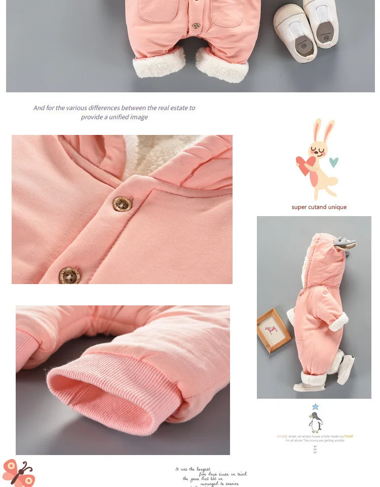 Зимний комбинезон, одежда, комбинезоны для маленьких девочек, верхняя одежда из хлопка для новорожденных пальто для мальчиков зимняя одежда для малышей зимний костюм, костюм