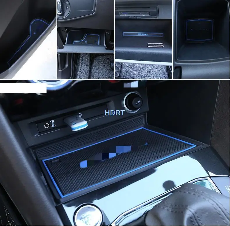 For Volkswagen Tiguan L 11pcs Car Red/Black/Silver Door Groove Mat  Anti-slip Slot Pad Auto Interior Organizer Style Accessories - AliExpress
