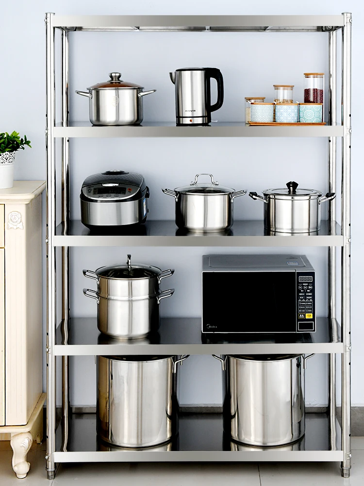

Stainless Steel Kitchen Shelf Landing 3 Multi-storey Pot Shelf 5 Microwave Oven Shelf Storage Shelf Household Shelf Rack