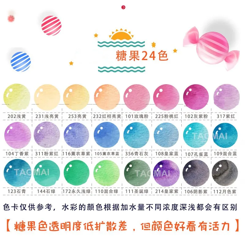 Candy color watercolor paint box 24 colors/1ml Portable mini watercolor paint Beginner Macaron set art supplies - Image 3