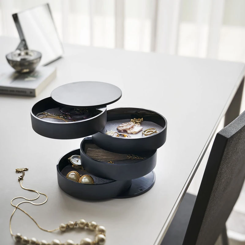 

360 Degree Multi-Layer Collection Case Rotating Jewelry Storage Box Rotating Creative Minimalist Lady Desktop Jewelry Box