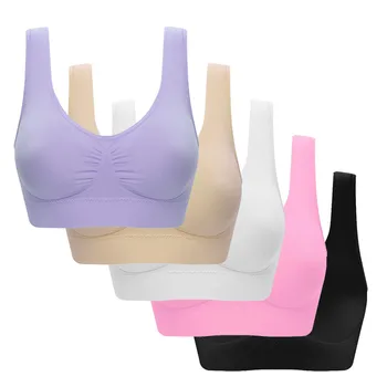 

5pc 5xl 6xl Plus Size Sports Underwear Push Up Bra Female Pure Color Ultra-thin Large Bra Sports Bra Full Bra Staniki Damskie