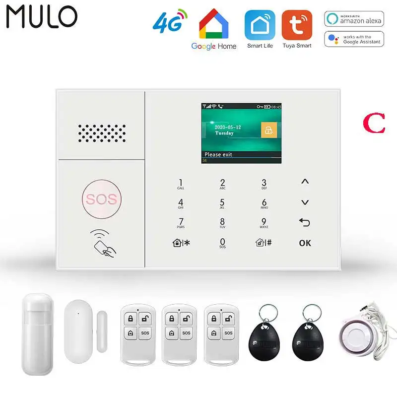 wireless security keypad MULO 4G 3G Security Alarm Systems for Home with Smart Motion Detector and Door Sensor PG108 security alarm keypad Alarms & Sensors