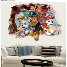 3D Райдер из мультфильма «Щенячий патруль» из аниме наклейки на стены для собак 3d Виниловые Наклейки на стены для детских комнат, украшения в виде любимого героя плакаты