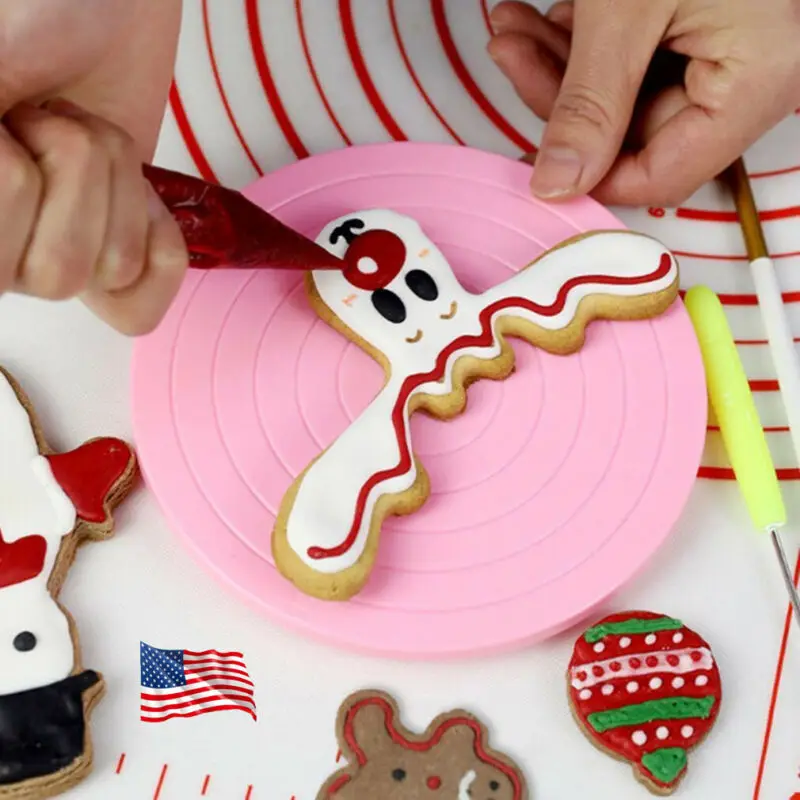 

1PC Plastic Cake Plate Turntable Rotating Anti-skid Cake Stand Cake Decorating Rotating Table Cake Spatula DIY Baking Tool