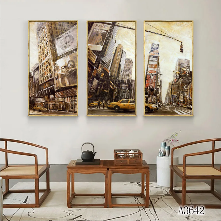 

Abstract Oil Painting Print on Canvas 4pcs Paris Tower London Booth Bus View Canvas Art Printing Wall Art Picture for Home Decor