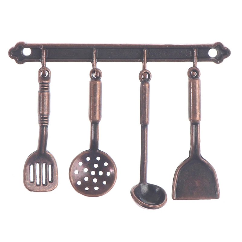 1/12 Dollhouse Miniature Accessories Mini Shovel Soup Spoon Storage Holder Simulation Furniture Kitchen Utensils For Decoration 6