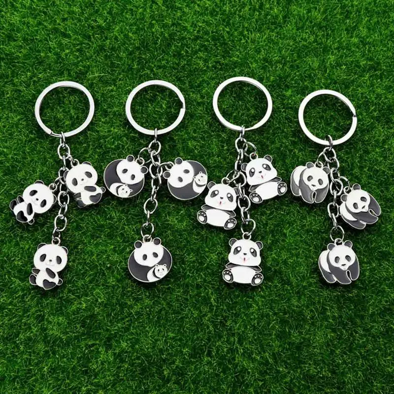 Panda Key Chain New Cute Panda Keychain For Bag Car Key Ring Tourism Souvenir Gifts Key Chains Holder Silver Trinket Jewelry