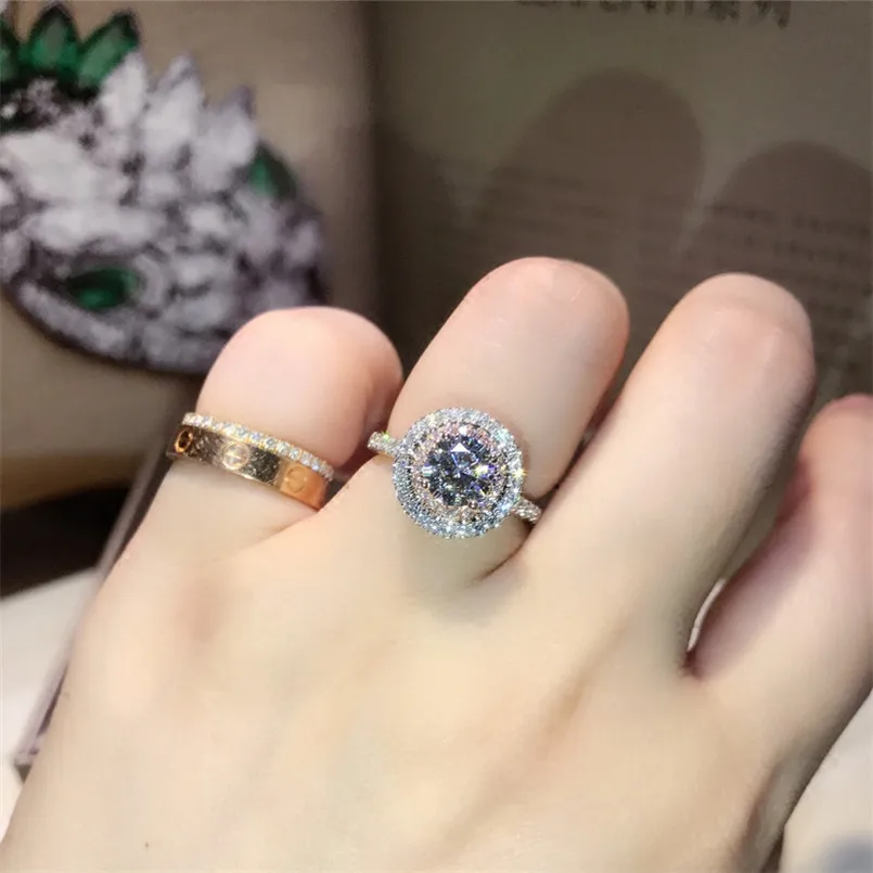 CC винтажные серебряные кольца S925 для женщин элегантное кольцо розовый круглый