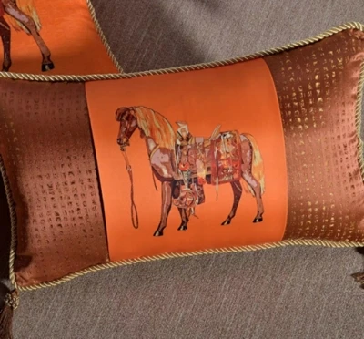 Европейский дизайн кисточки наволочки Декор для домашнего дивана Зара* Женщины Almofada наволочка высокого класса лошадь оранжевый бархат шениль - Цвет: 3