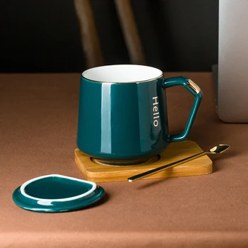 

Simple Retro Design Ceramic Coffee Tea Cup Mug with Spoon Cover 1 Pcs Only