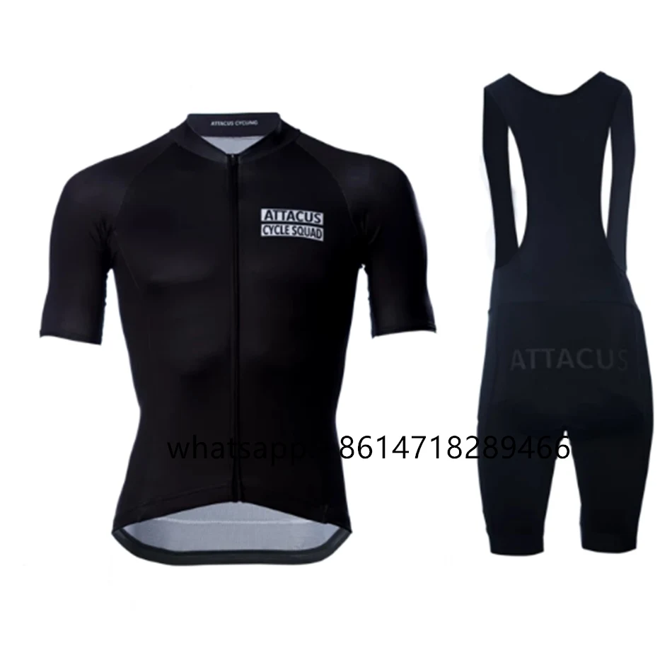 ATTACUS Men's Short Sleeve Black/white Cycling Jersey Set Maillot Ciclismo Cyclewear Lightweight Hight Quality Riding Apparel - Цвет: 1