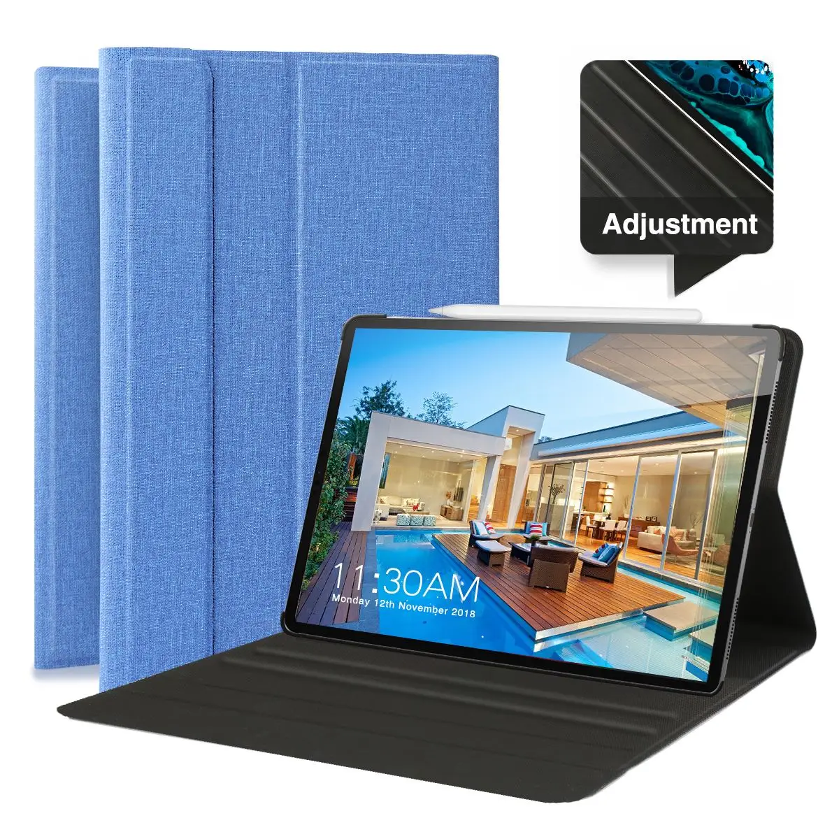 

Linen leather Protective Case for iPad Pro 12.9 Gen.3th 2018 Black/Blue Color Foldable Smart Stand Case Cover A1876 A1895 A1983